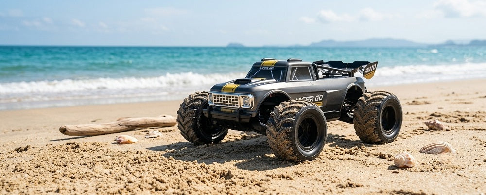 What anti-flip safety device comes standard at the rear of MJX Hyper Go 10210 RC car?