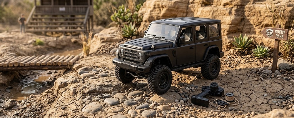 What lighting features come stock on the MN Model MN212 RC crawler?
