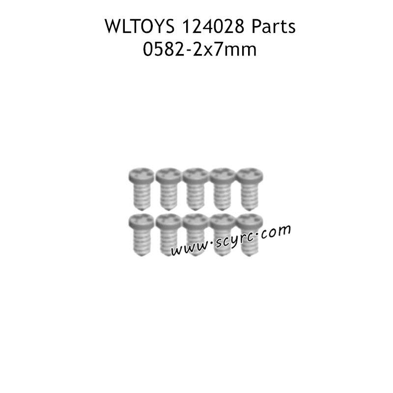WLTOYS 124028 Parts 2X7mm PB Round Head Flat Tail Screw 0582