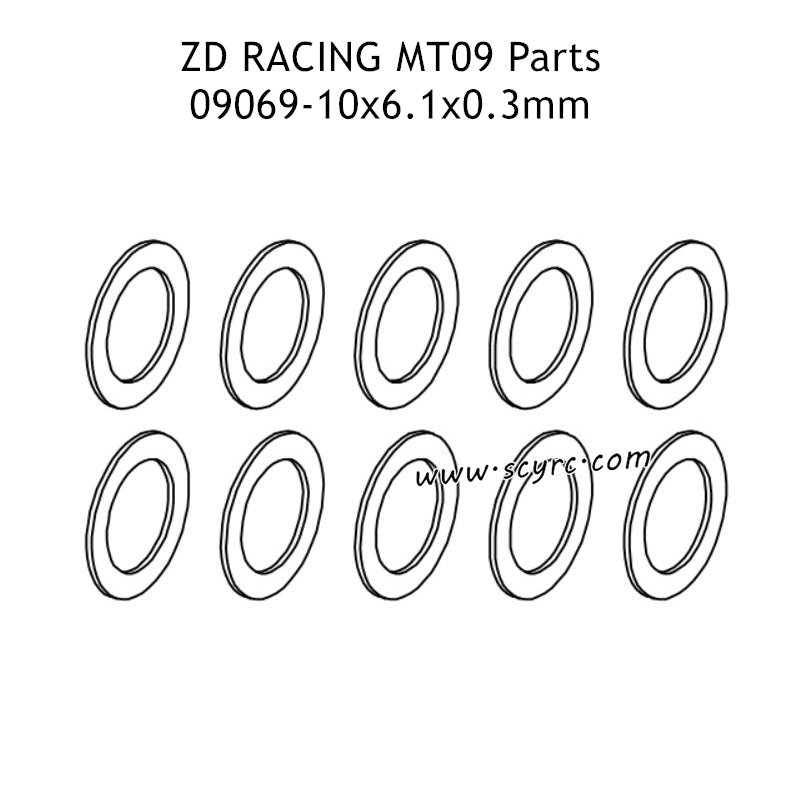 ZD RACING DBX09 Parts 10x6.1x0.3mm Washer Set 09069 
