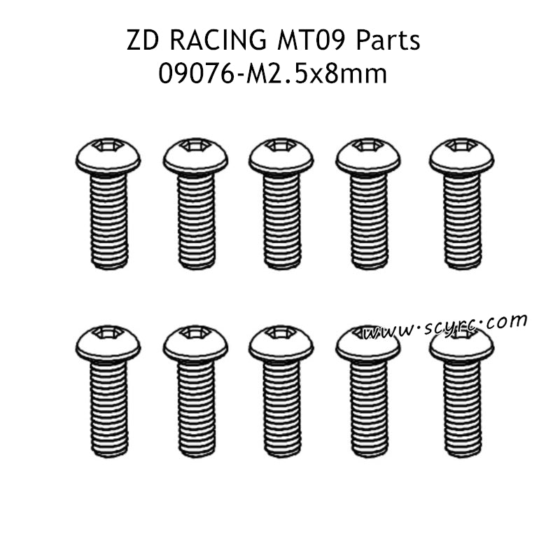 ZD RACING DBX09 Parts M2.5x8mm Pan Head Hex Socket Screw 09076 