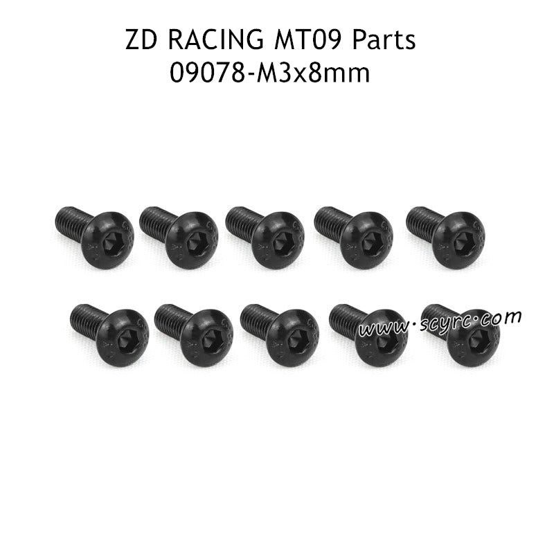 ZD RACING DBX09 Parts M3x8mm Pan Head Hex Socket Screw 09078 