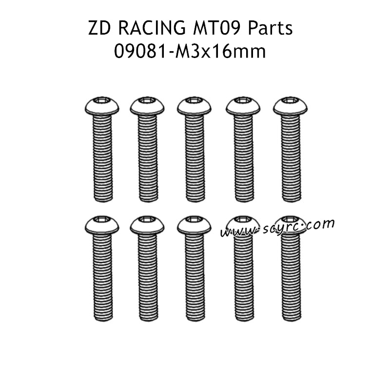 ZD RACING DBX09 Parts M3x16mm Pan Head Hex Socket Screw 09081 