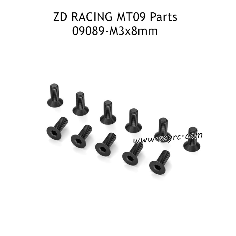 ZD RACING DBX09 Parts M3x8 Countersunk Head Hex Socket Screw 09089 