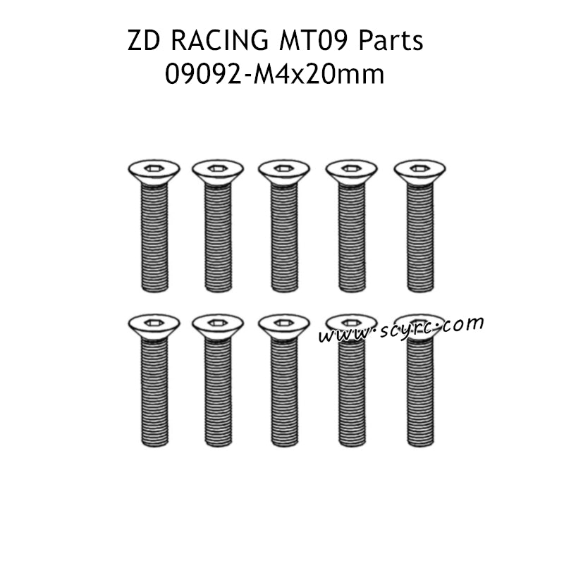 ZD RACING DBX09 Parts M4x20mm Countersunk Head Hex Socket Screw 09092 