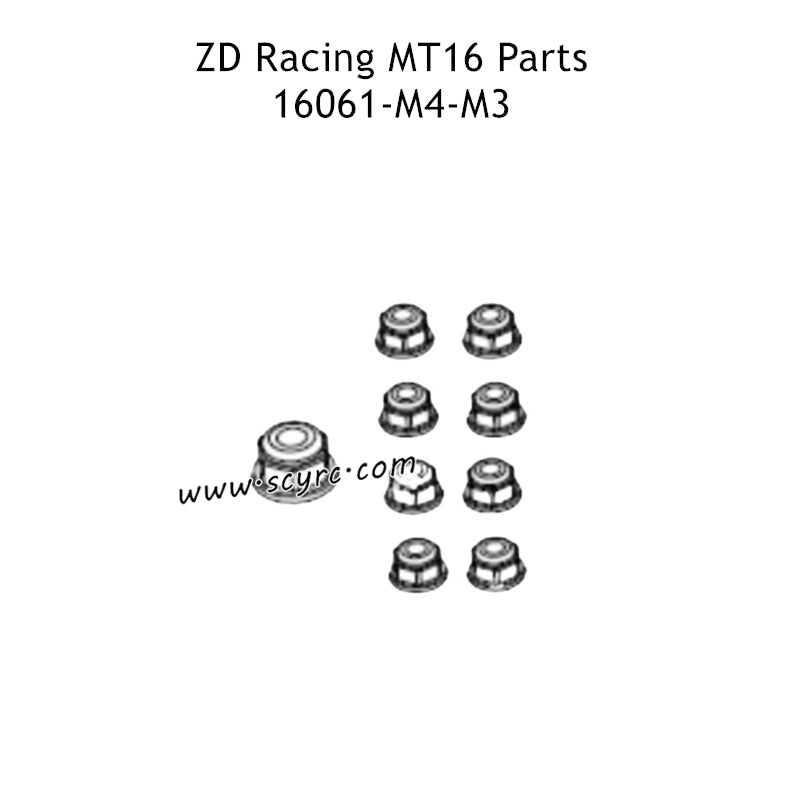ZD Racing MT16 RC Car Parts M4 M3 Nuts 16061