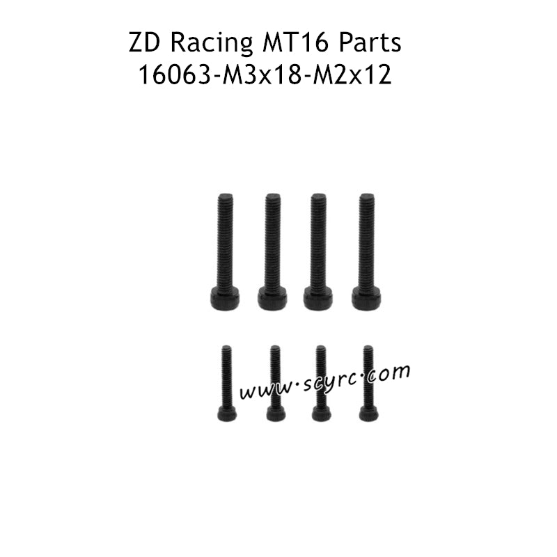 ZD Racing MT16 RC Car Parts M3x18 M2x12 Screws 16063