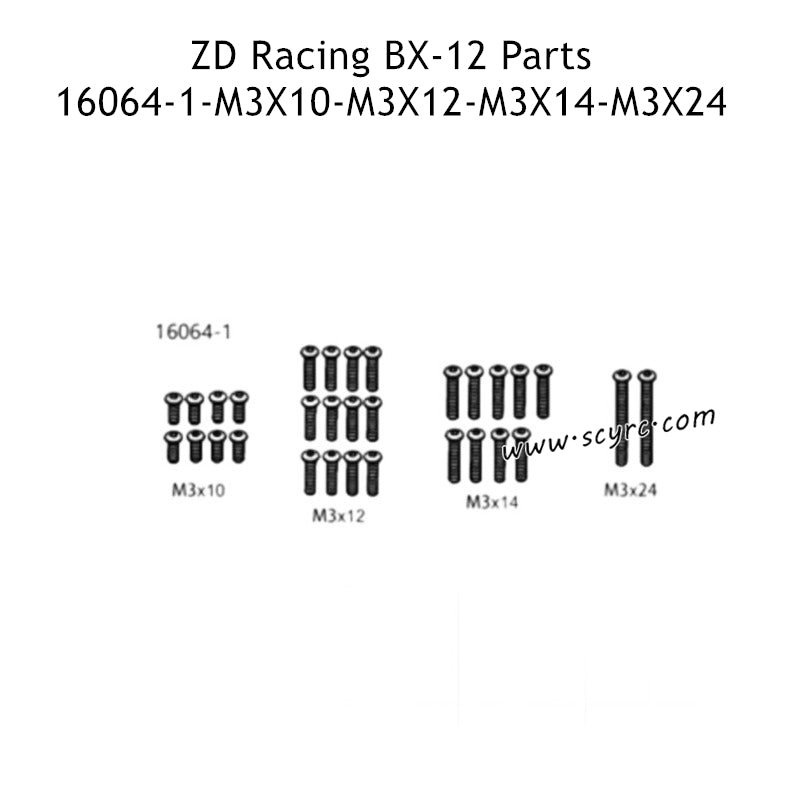 ZD Racing BX12 Parts M3x24 M3x14 M3x10 Screws 16064-1