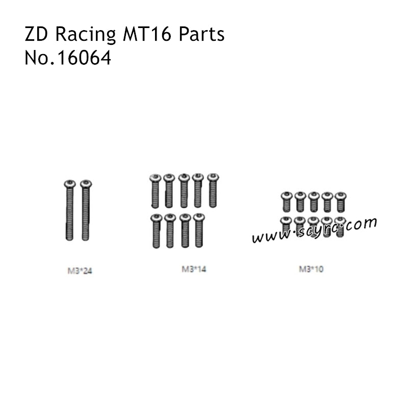 ZD Racing MT16 RC Car Parts M3x24 M3x14 M3x10 Screws 16064