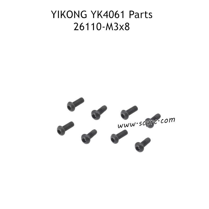 YIKONG YK4061 Parts M3x8 Pan Head Hexagon Socket Screws 26110