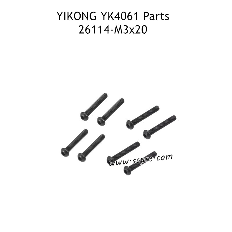 YIKONG YK4061 Parts M3x20 Pan Head Hexagon Socket Screws 26114