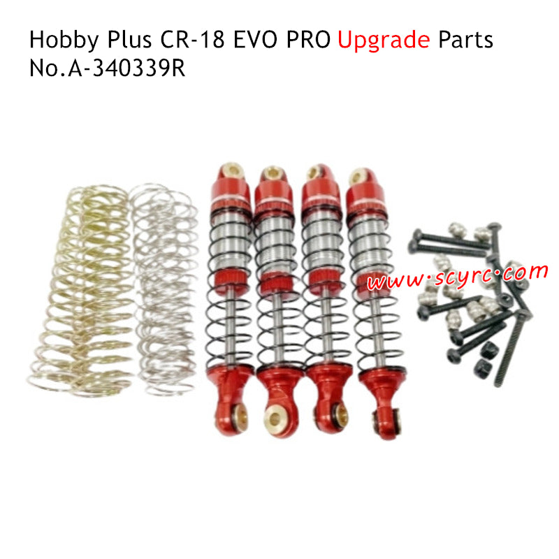 Hobby Plus CR-18 EVO Pro RC Truck Parts 66mm Front and Rear Shock Red A-240339R 