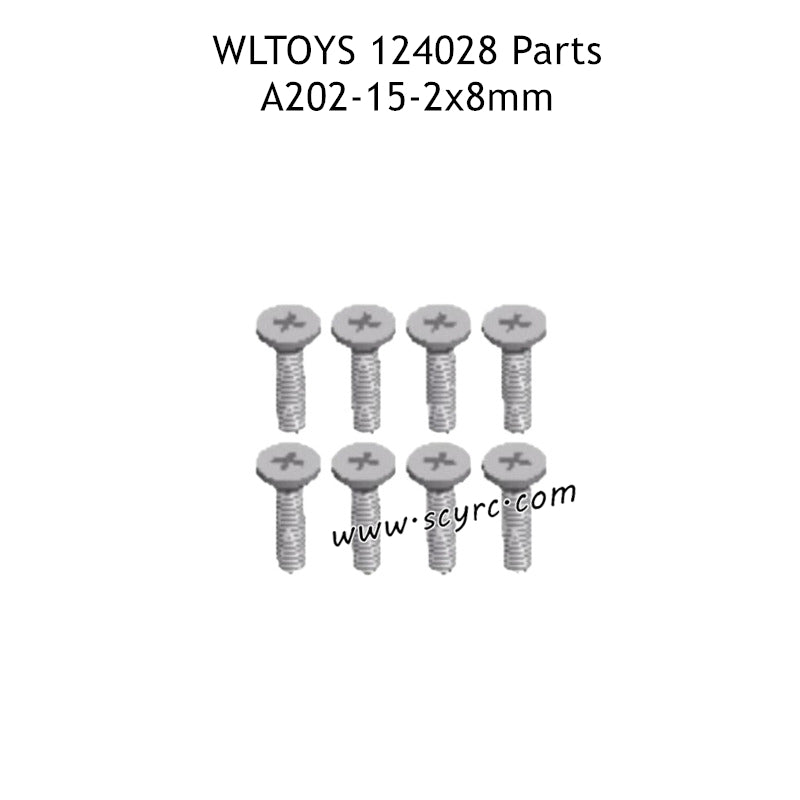 WLTOYS 124028 Parts 2X8mm KB Cross Flat Head Screw A202-15
