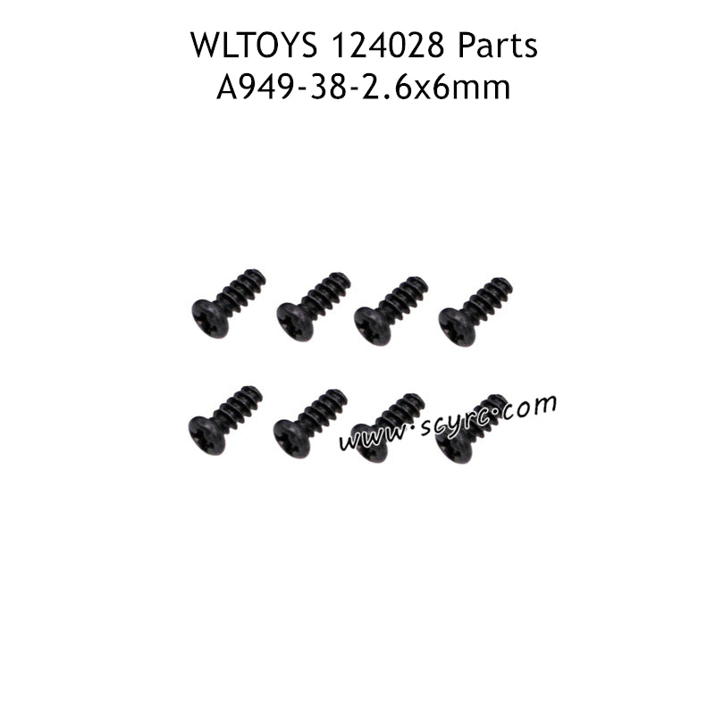 WLTOYS 124028 Parts 2.6X6mm PB Round Head Tapping Screw A949-38