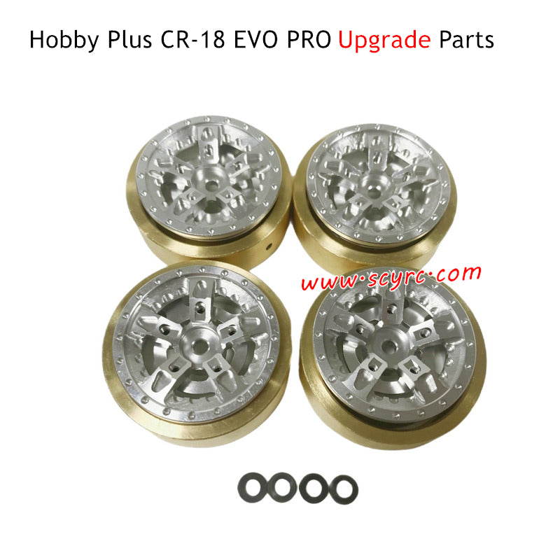 Hobby Plus CR-18 EVO Pro RC Truck Parts Wheel Hubs Silver and Counterweight Brass B Style