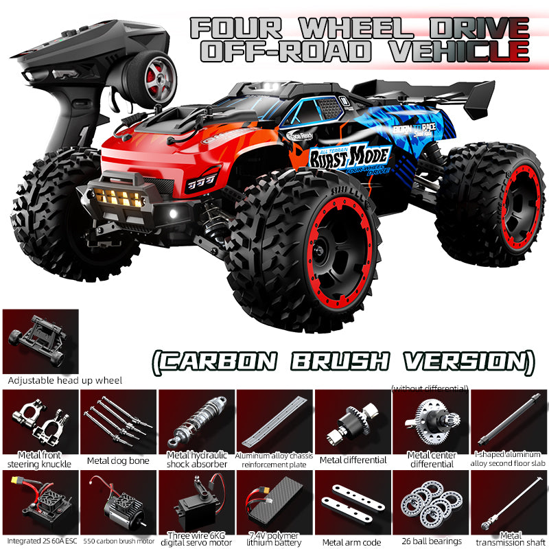 Red JJRC C8832 High Speed Off-road RC Car full vehicle appearance and matching accessories display