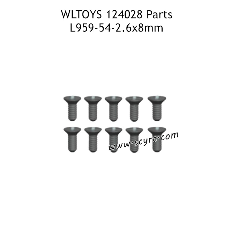 WLTOYS 124028 Parts 2.6X8X10mm Countersunk Head Tapping Screw L959-54