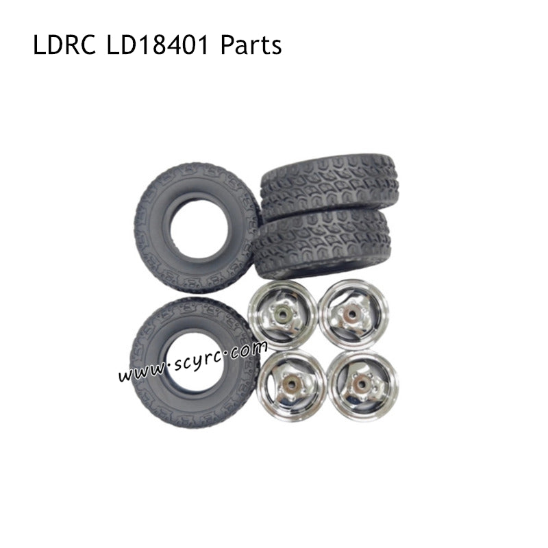 LDRC LD18401 RC Truck Parts Wheels with Silver Wheel Hub