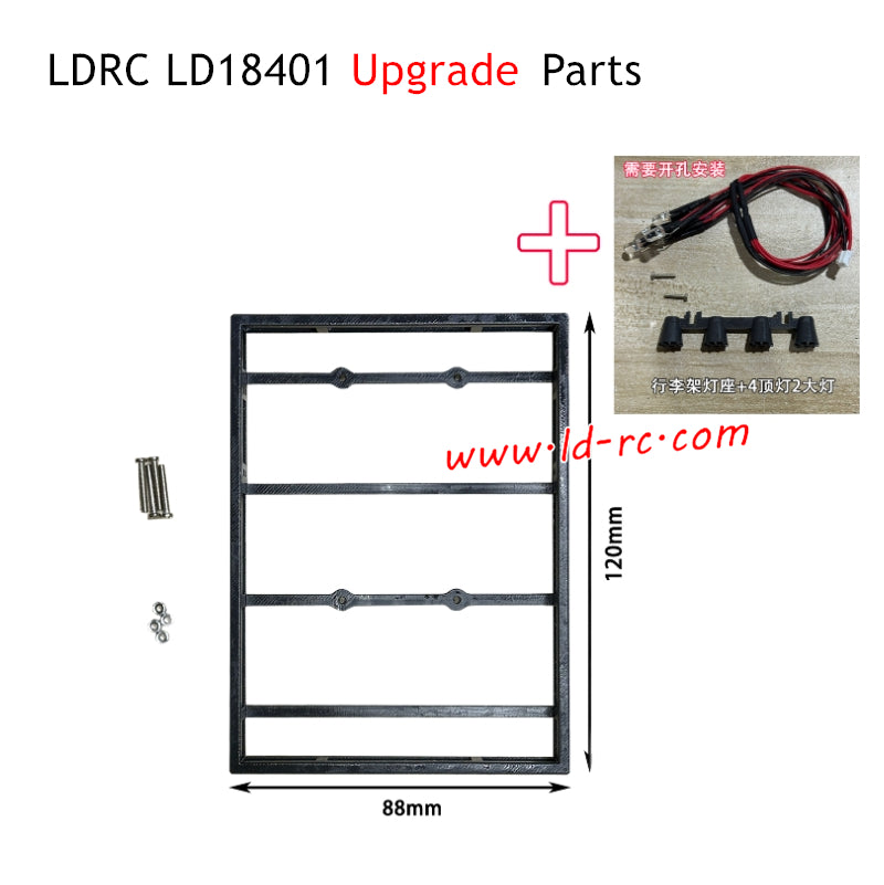 LDRC LD18401 RC Truck Upgrade Parts Rack and Light Mount and Light Wiring
