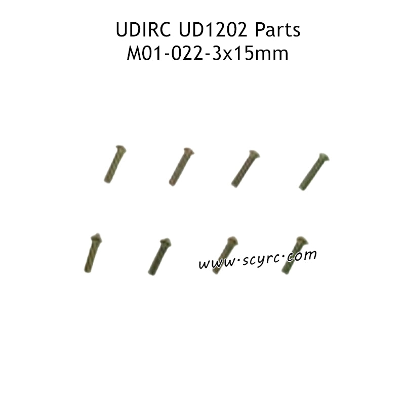 UDIRC UD1202 Parts 3X15MM TM Hexagon Socket Flat Round Head Self Tapping Screws M01-022