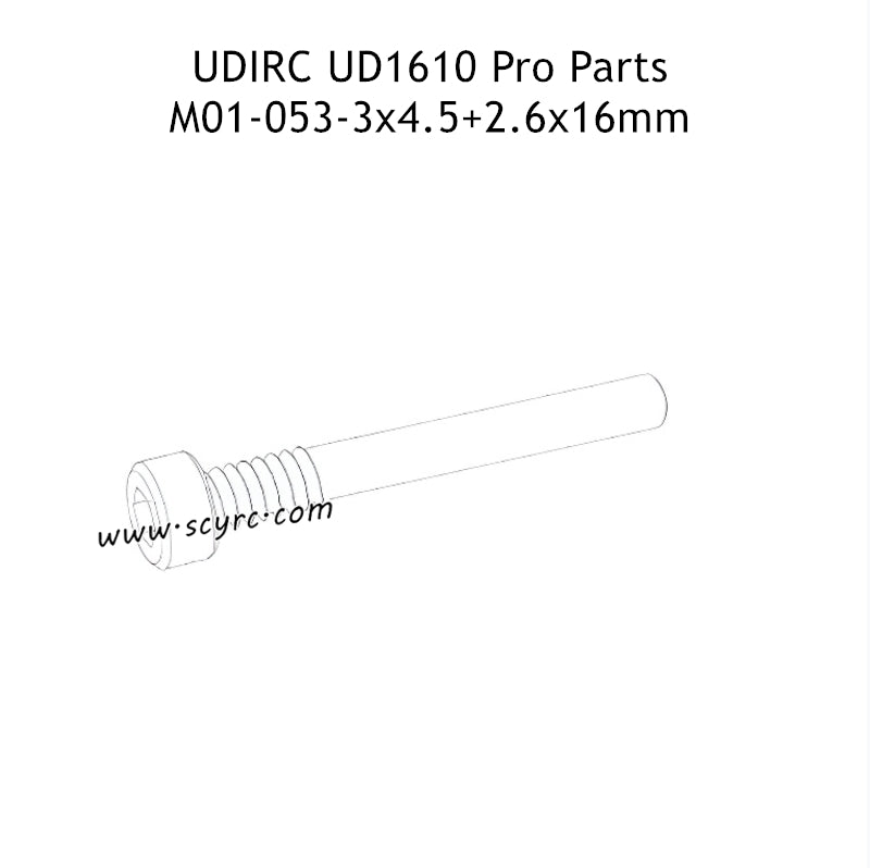 UDIRC UD1610 Pro Parts 3x4.5+2.6x16mm Hexagon Socket Head Cap Half Thresded Tapping Screw M01-053