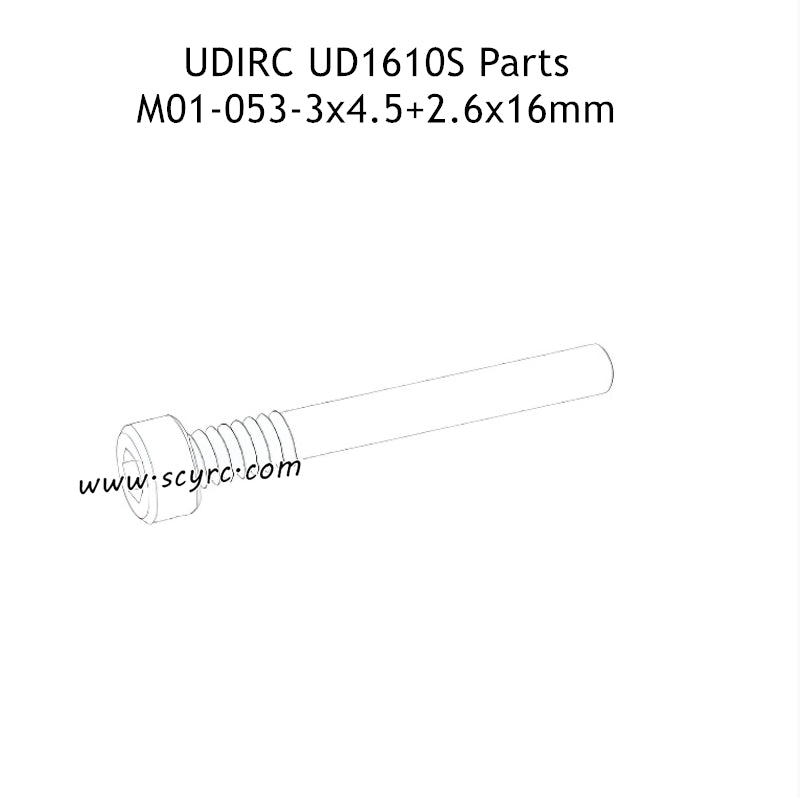 UDIRC UD1610S Parts 3x4.5+2.6x16mm Hexagon Socket Head Cap Half Thresded Tapping Screw M01-053
