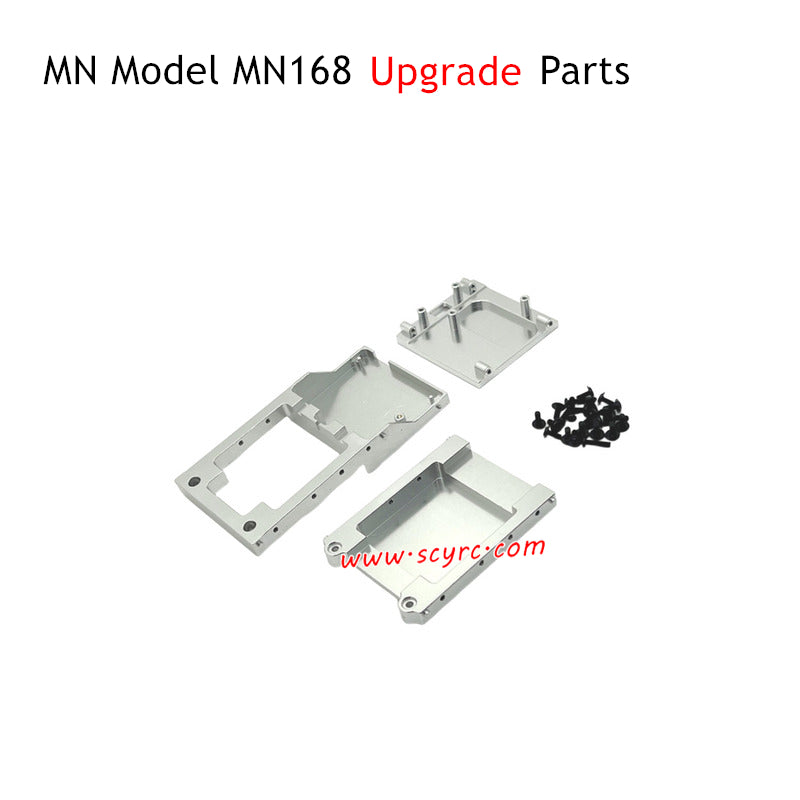 MN Model MN168 RC Truck Upgrade Parts Metal Front and Rear Compartment and Motor Mount Silver