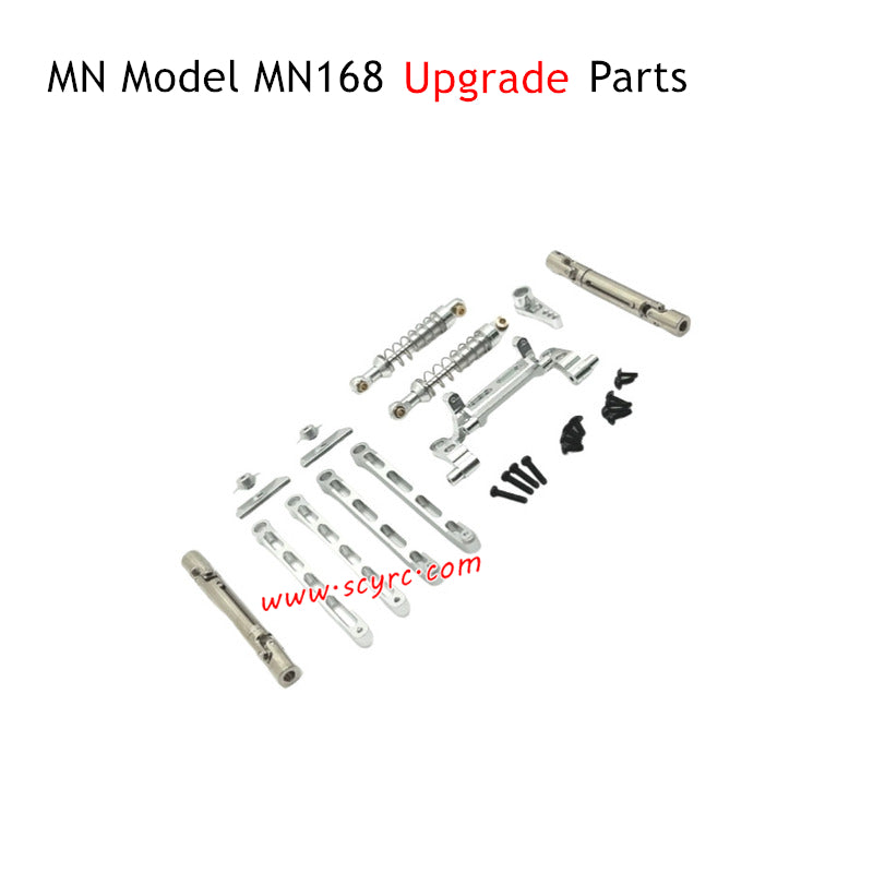 MN Model MN168 Upgrade Parts Tie Rod and Shock Kit Silver