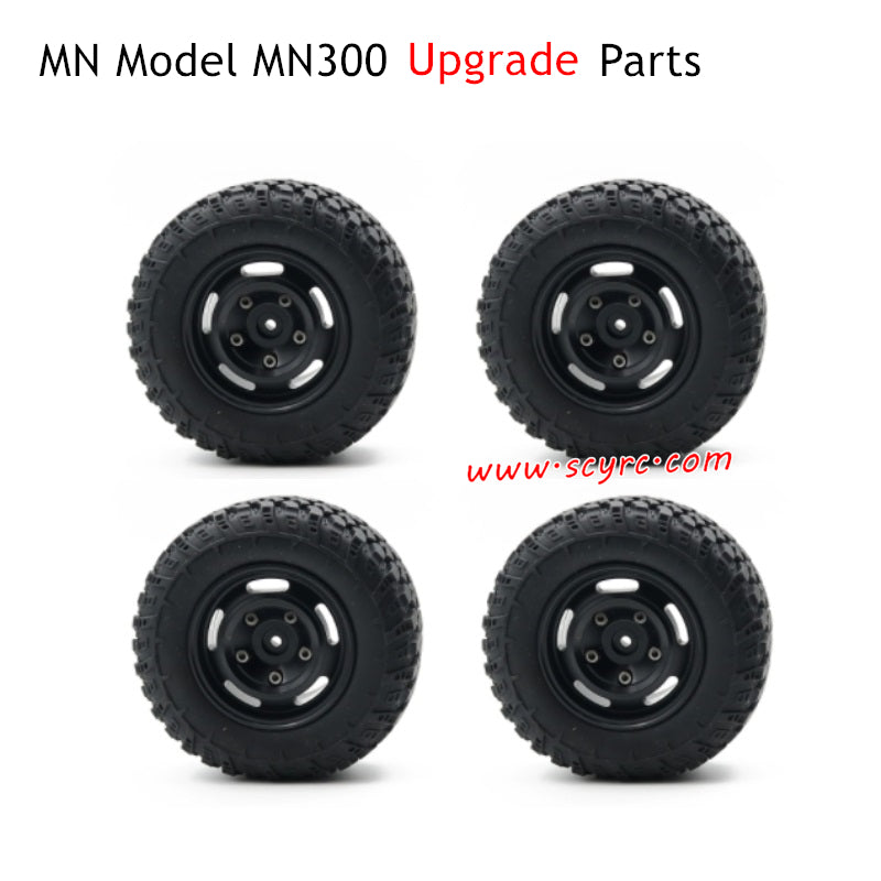 MN Model MN300 RC Car Upgrade Parts Wheel with Metal Hubs Black