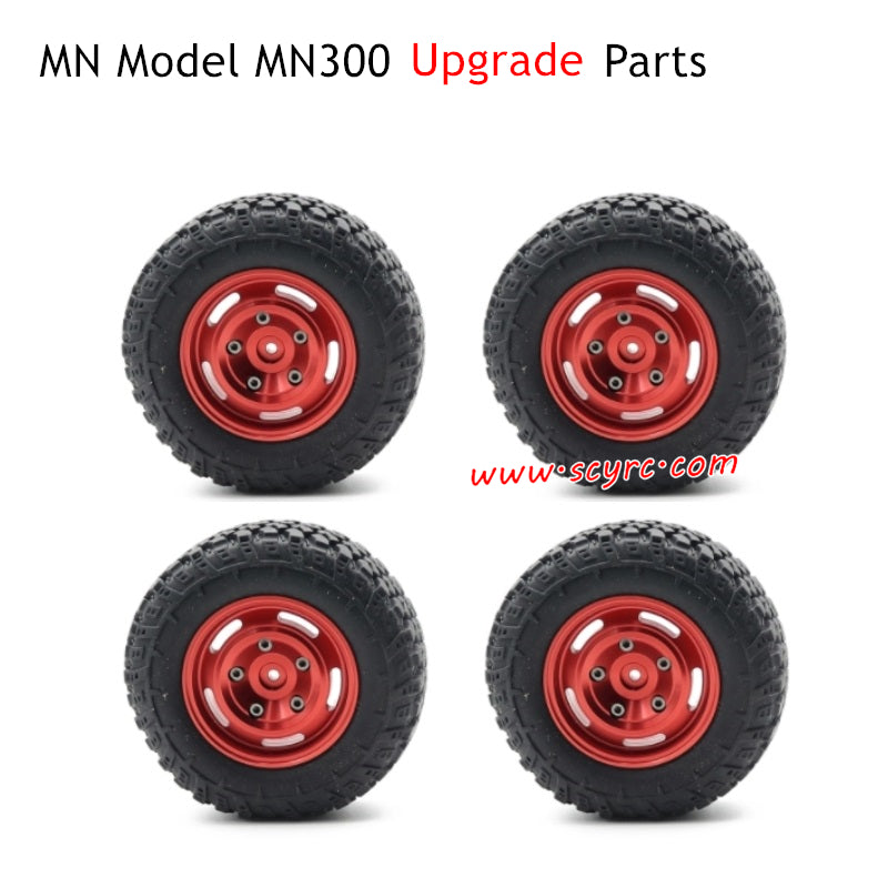 MN Model MN300 RC Car Upgrade Parts Wheel with Metal Hubs Red