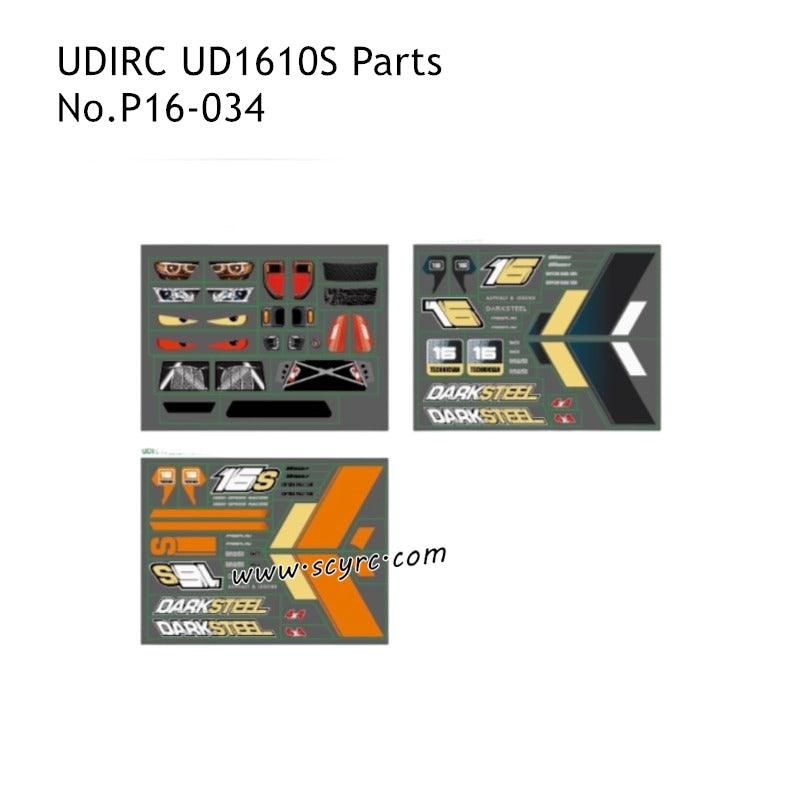 UDIRC UD1610S High Speed RC Car Parts Stickers P16-034