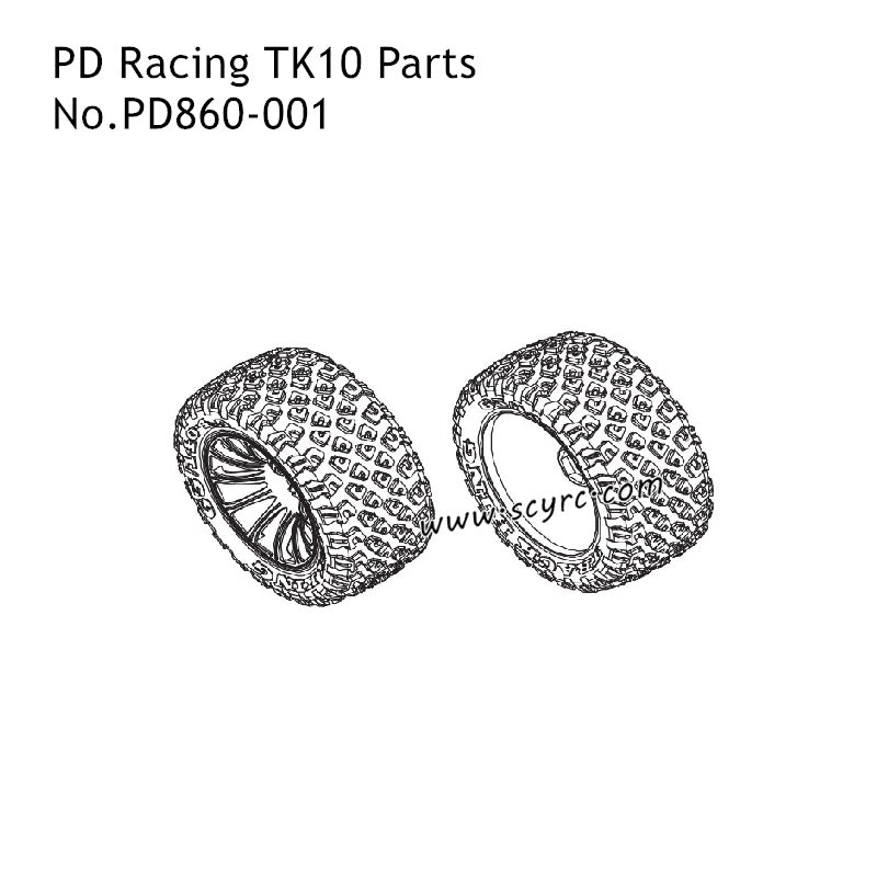 PD Racing TK10 RC Truck Parts Tire Unit PD860-001