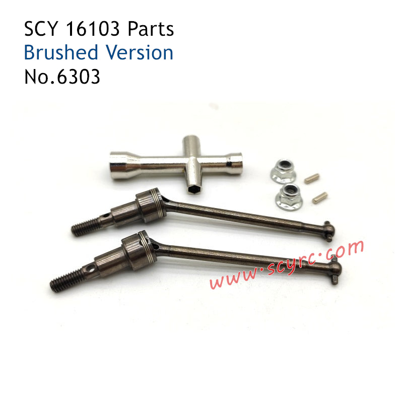 SCY 16101 Parts Brushed Metal Front Drive Shaft Kit 6303
