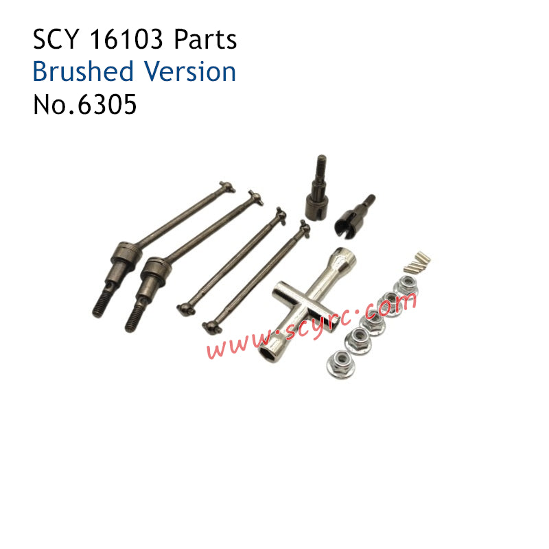 SCY 16103 Parts Brushed Metal Front and Rear Drive Shaft 6305