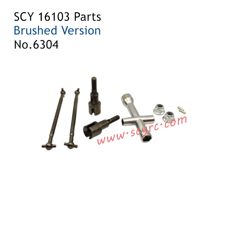 SCY 16103 Parts Brushed Metal Rear Drive Shaft Kit 6304