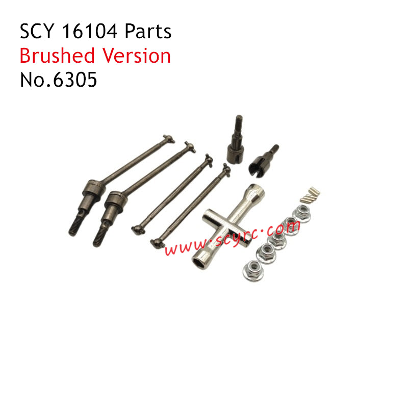 SCY 16104 Parts Brushed Metal Front and Rear Drive Shaft 6305