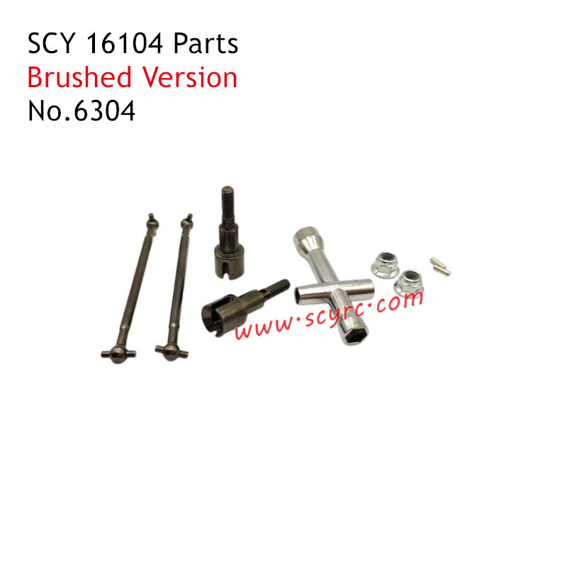 SCY 16104 Parts Brushed Metal Rear Drive Shaft Kit 6304
