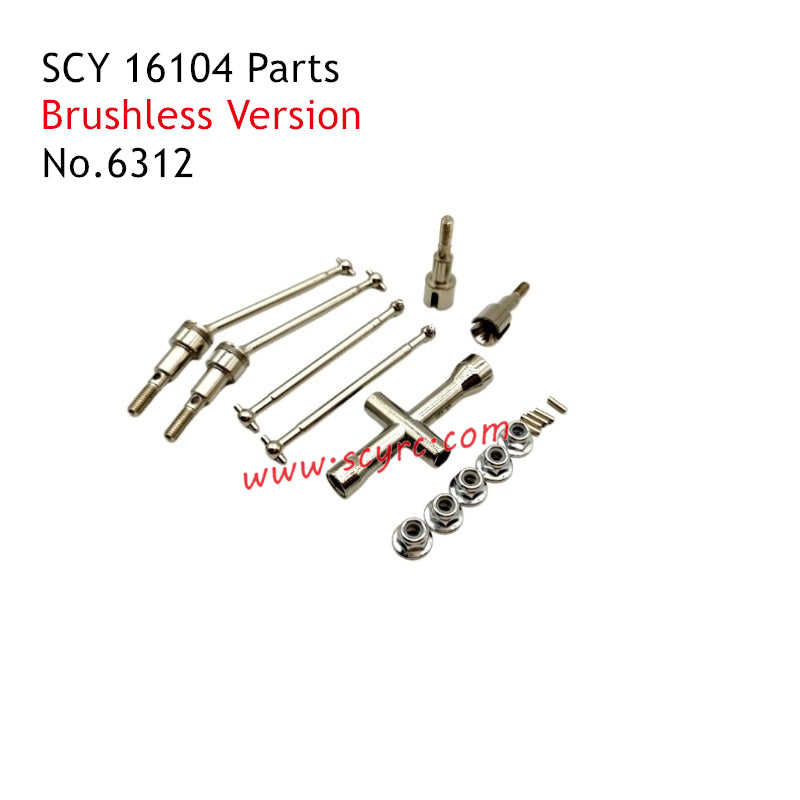 SCY 16104 Pro Parts Metal Front and Rear Metal Drive Shaft 6312