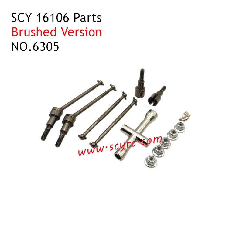 SCY 16106 Parts Brushed Metal Front and Rear Drive Shaft 6305