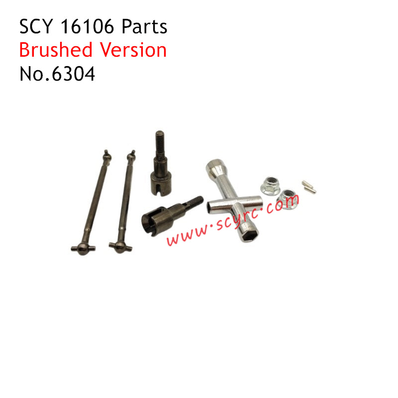 SCY 16106 Parts Brushed Metal Rear Drive Shaft Kit 6304