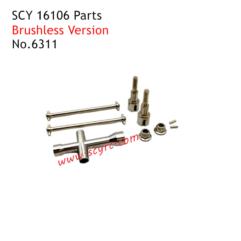 SCY 16106 Pro Parts Metal Rear Drive Shaft Kit 6311
