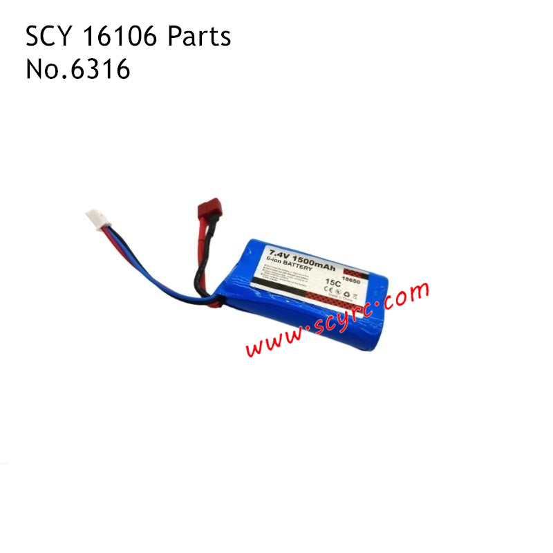 SCY 16106 RC Car Parts 7.4V 15C 1500mAh 18650 Battery 6316