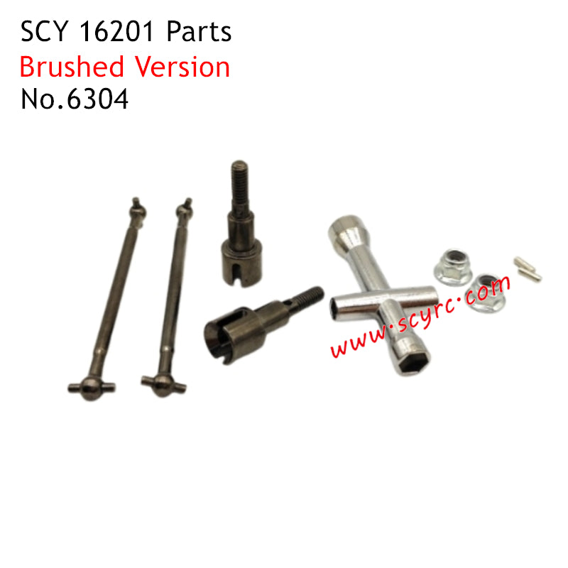 SCY 16201 Parts Brushed Metal Front Drive Shaft Kit 6303
