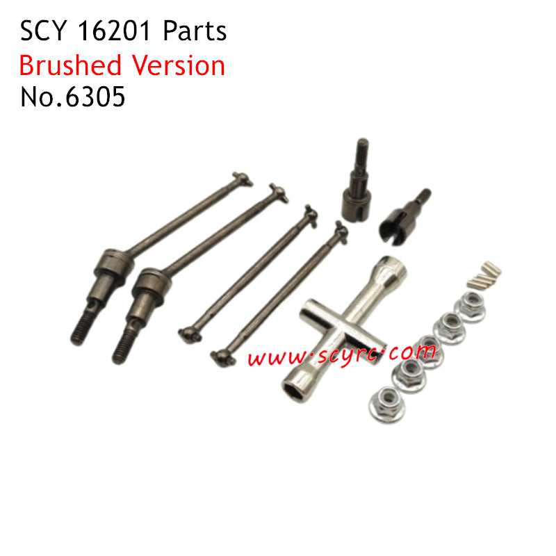 SCY 16201 Parts Brushed Metal Front and Rear Drive Shaft 6305