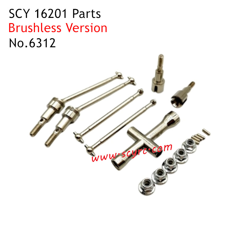 SCY 16201 Pro Parts Brushless Metal Front and Rear Metal Drive Shaft 6312