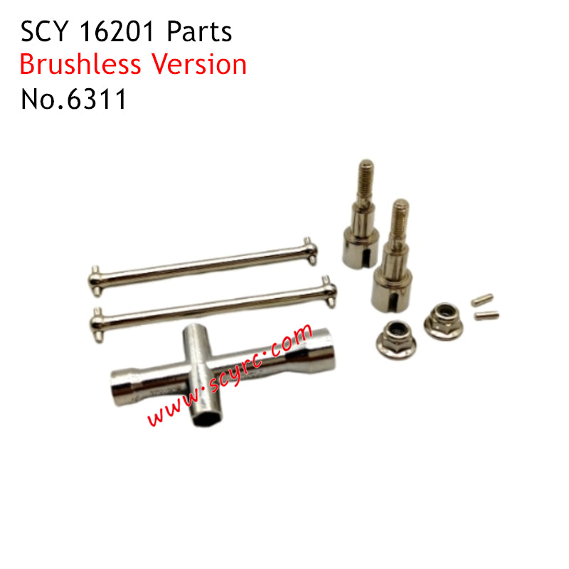 SCY 16201 Pro Parts Brushless Metal Rear Drive Shaft Kit 6311