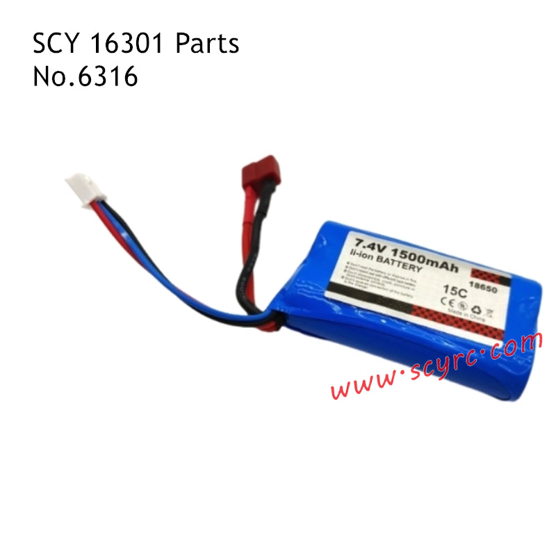 SCY 16301 RC Car Parts 7.4V 15C 1500mAh 18650 Battery 6316