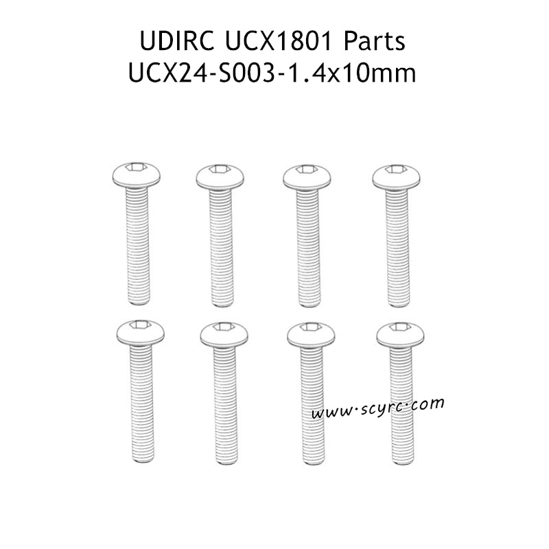 UDIRC UCX1801 RC Car Parts 1.4X10MM PM Hexagon Socket Buttonhead Machine Screw UCX24-S003
