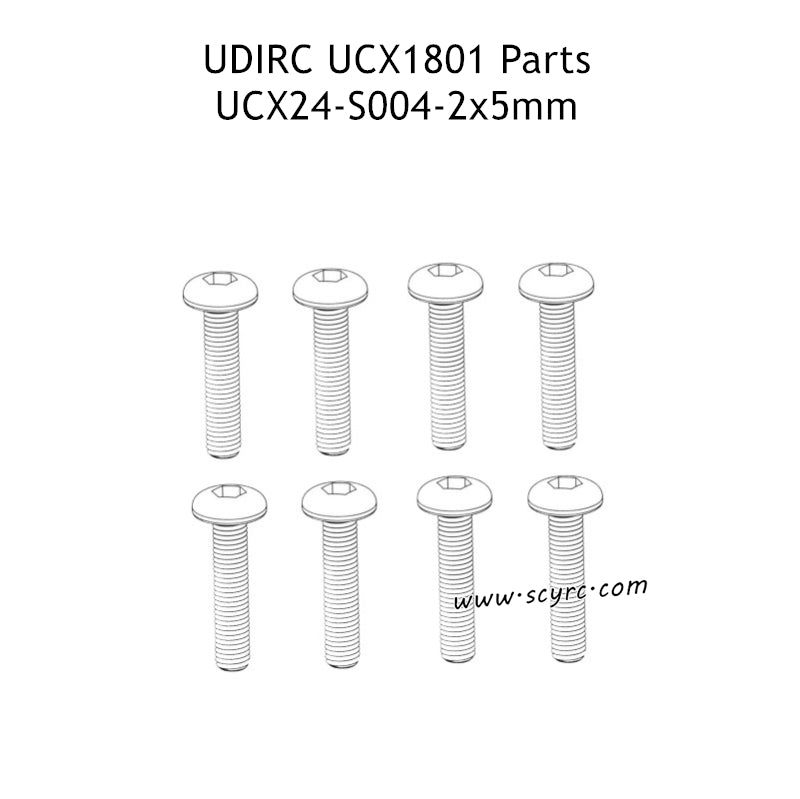 UDIRC UCX1801 RC Car Parts 2x5mm PM Hexagon Socket Buttonhead Machine Screw UCX24-S004