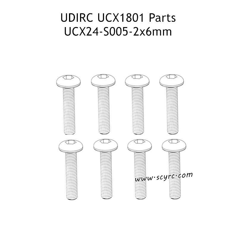UDIRC UCX1801 RC Car Parts 2x6mm PM Hexagon Socket Buttonhead Machine Screw UCX24-S005